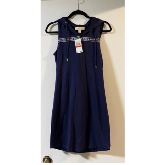 MICHAEL KORS Navy Logo Hooded Dress - Picture 5 of 8